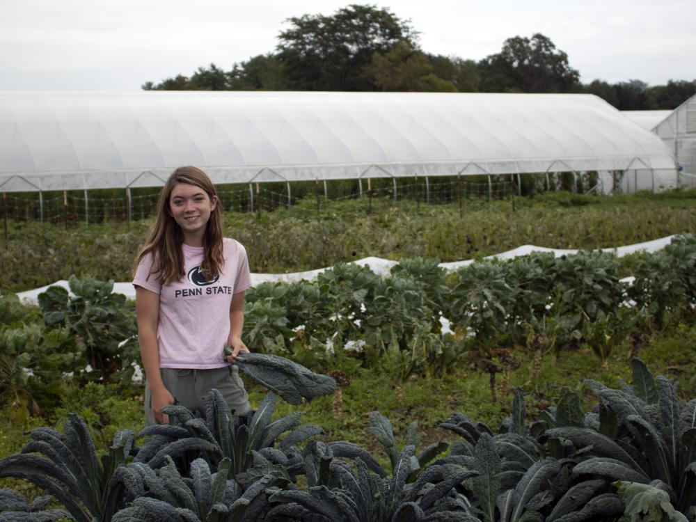 Schreyer Scholar Vancie Peacock at Student Farm